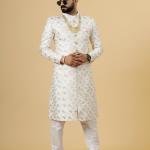 Regal Ivory Abstract Thread Embroidered Sherwani for Men | Father-Son Combo | Perfect Groom Wear | Jaipurio